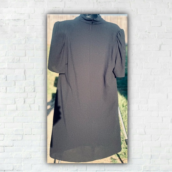 “New Zara Black Midi Dress with Tags - High Neck, Short Sleeves, Size L, Made in - Picture 5 of 15